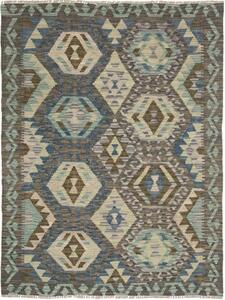 Tappeto Kilim Geometrico Marrone Verde Acqua 109x144 Cm