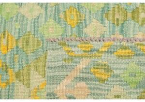 Tappeto Kilim Geometrico Verde Chiaro Beige Corsia 75x237 Cm