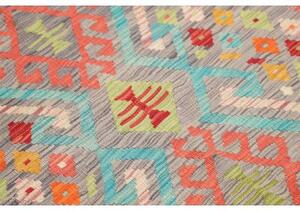 Tappeto Kilim Geometrico Grigio Azzurro 105x139 Cm