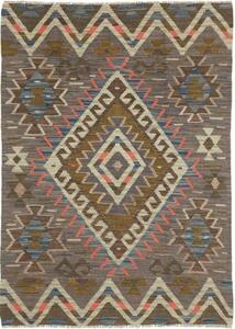 Tappeto Kilim Geometrico Marrone Scuro Beige 105x146 Cm