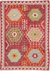Tappeto Kilim Stilizzato Rosso Multicolore 106x144 Cm