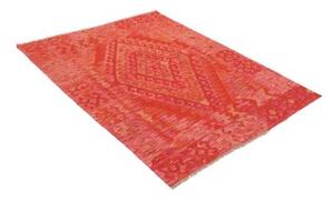 Tappeto Kilim Geometrico Rosso Arancione 128x172 Cm