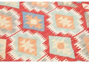 Tappeto Kilim Geometrico Rosso Azzurro 109x168 Cm