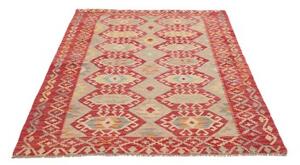 Tappeto Kilim Geometrico Rosso Beige 133x182 Cm
