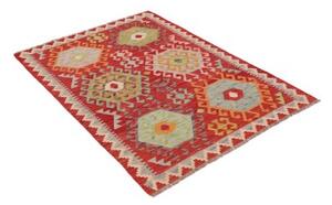 Tappeto Kilim Stilizzato Rosso Multicolore 106x144 Cm