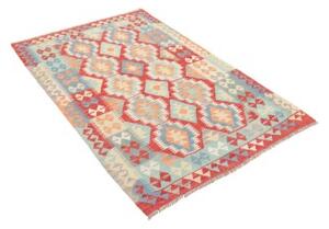 Tappeto Kilim Geometrico Rosso Azzurro 109x168 Cm
