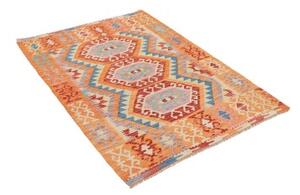 Tappeto Kilim Geometrico Arancione Rosso Mattone 101x139 Cm