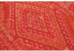 Tappeto Kilim Geometrico Rosso Arancione 128x172 Cm