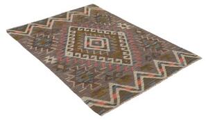 Tappeto Kilim Geometrico Marrone Scuro Beige 105x146 Cm