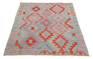 Tappeto Kilim Geometrico Verde Acquamarina Rosso Mattone 105x147 Cm