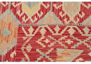 Tappeto Kilim Geometrico Rosso Beige 133x182 Cm