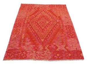 Tappeto Kilim Geometrico Rosso Arancione 128x172 Cm