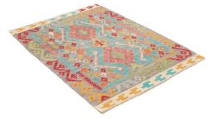 Tappeto Kilim Geometrico Grigio Azzurro 105x139 Cm