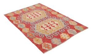 Tappeto Kilim Stilizzato Rosso Avorio 104x146 Cm
