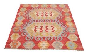 Tappeto Kilim Stilizzato Rosso Avorio 104x146 Cm