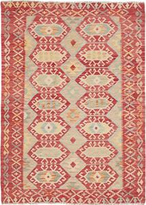 Tappeto Kilim Geometrico Rosso Beige 133x182 Cm