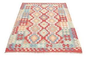 Tappeto Kilim Geometrico Rosso Azzurro 109x168 Cm