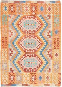 Tappeto Kilim Geometrico Arancione Rosso Mattone 101x139 Cm