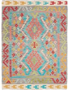 Tappeto Kilim Geometrico Grigio Azzurro 105x139 Cm