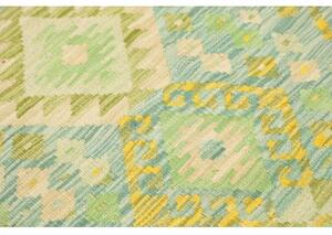 Tappeto Kilim Geometrico Verde Chiaro Beige Corsia 75x237 Cm