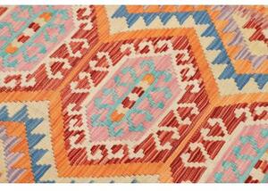 Tappeto Kilim Geometrico Arancione Rosso Mattone 101x139 Cm