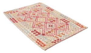 Tappeto Kilim Geometrico Avorio Rosso 105x144 Cm