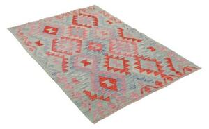 Tappeto Kilim Geometrico Verde Acquamarina Rosso Mattone 105x147 Cm