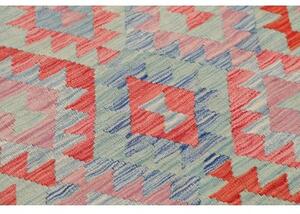 Tappeto Kilim Geometrico Verde Acquamarina Rosso Mattone 105x147 Cm