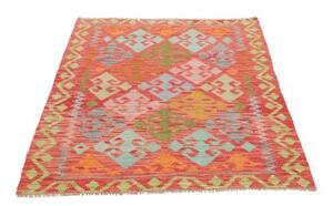 Tappeto Kilim Stilizzato Rosso Mattone Multicolore 101x144 Cm