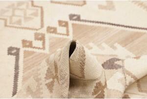 Tappeto Kilim Geometrico Avorio Marrone Chiaro 150x186 Cm