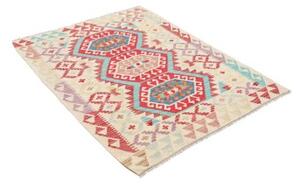 Tappeto Kilim Geometrico Avorio Rosso 106x138 Cm
