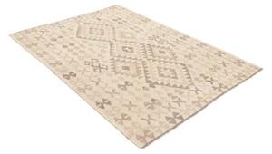 Tappeto Kilim Geometrico Avorio Tortora 143x189 Cm