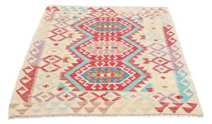 Tappeto Kilim Geometrico Avorio Rosso 106x138 Cm