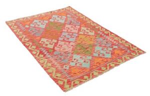 Tappeto Kilim Stilizzato Rosso Mattone Multicolore 101x144 Cm