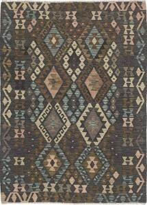 Tappeto Kilim Geometrico Marrone Scuro Beige 128x175 Cm