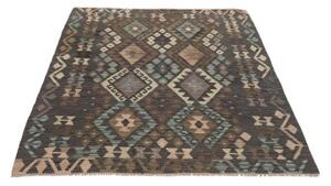 Tappeto Kilim Geometrico Marrone Scuro Beige 128x175 Cm