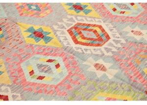 Tappeto Kilim Geometrico Grigio Multicolore 189x237 Cm