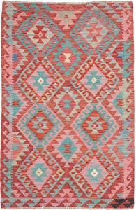 Tappeto Kilim Geometrico Rosso Turchese 103x154 Cm