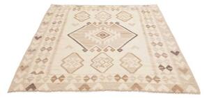 Tappeto Kilim Geometrico Avorio Marrone Chiaro 150x186 Cm