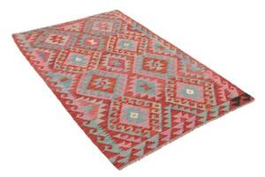 Tappeto Kilim Geometrico Rosso Turchese 103x154 Cm