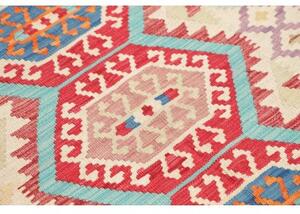 Tappeto Kilim Geometrico Avorio Rosso 106x138 Cm
