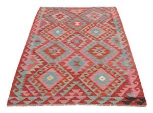 Tappeto Kilim Geometrico Rosso Turchese 103x154 Cm