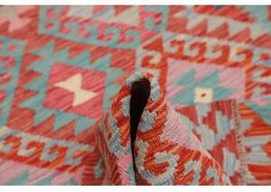 Tappeto Kilim Geometrico Rosso Turchese 103x154 Cm