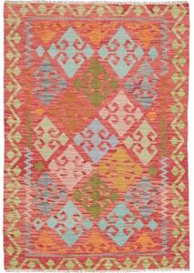 Tappeto Kilim Stilizzato Rosso Mattone Multicolore 101x144 Cm