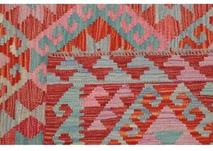 Tappeto Kilim Geometrico Rosso Turchese 103x154 Cm