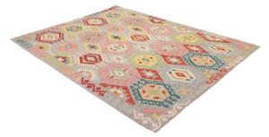 Tappeto Kilim Geometrico Grigio Multicolore 189x237 Cm