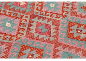 Tappeto Kilim Geometrico Rosso Turchese 103x154 Cm