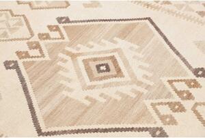 Tappeto Kilim Geometrico Avorio Marrone Chiaro 150x186 Cm