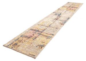 Tappeto Berbero Astratto Beige Blu Corsia 84x418 Cm
