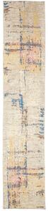 Tappeto Berbero Astratto Beige Blu Corsia 84x418 Cm